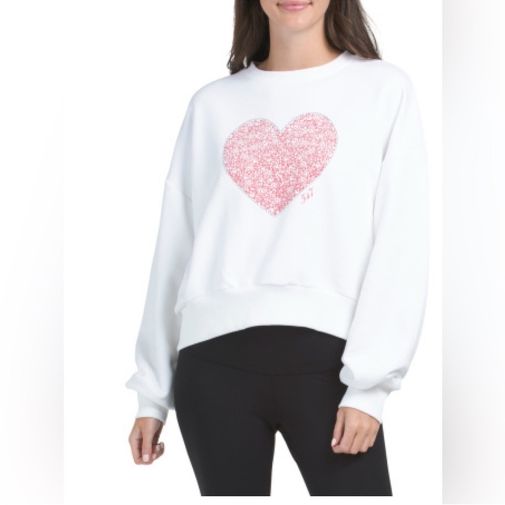 Cinq a Sept Heart Collage Brandy Pullover. Size Small